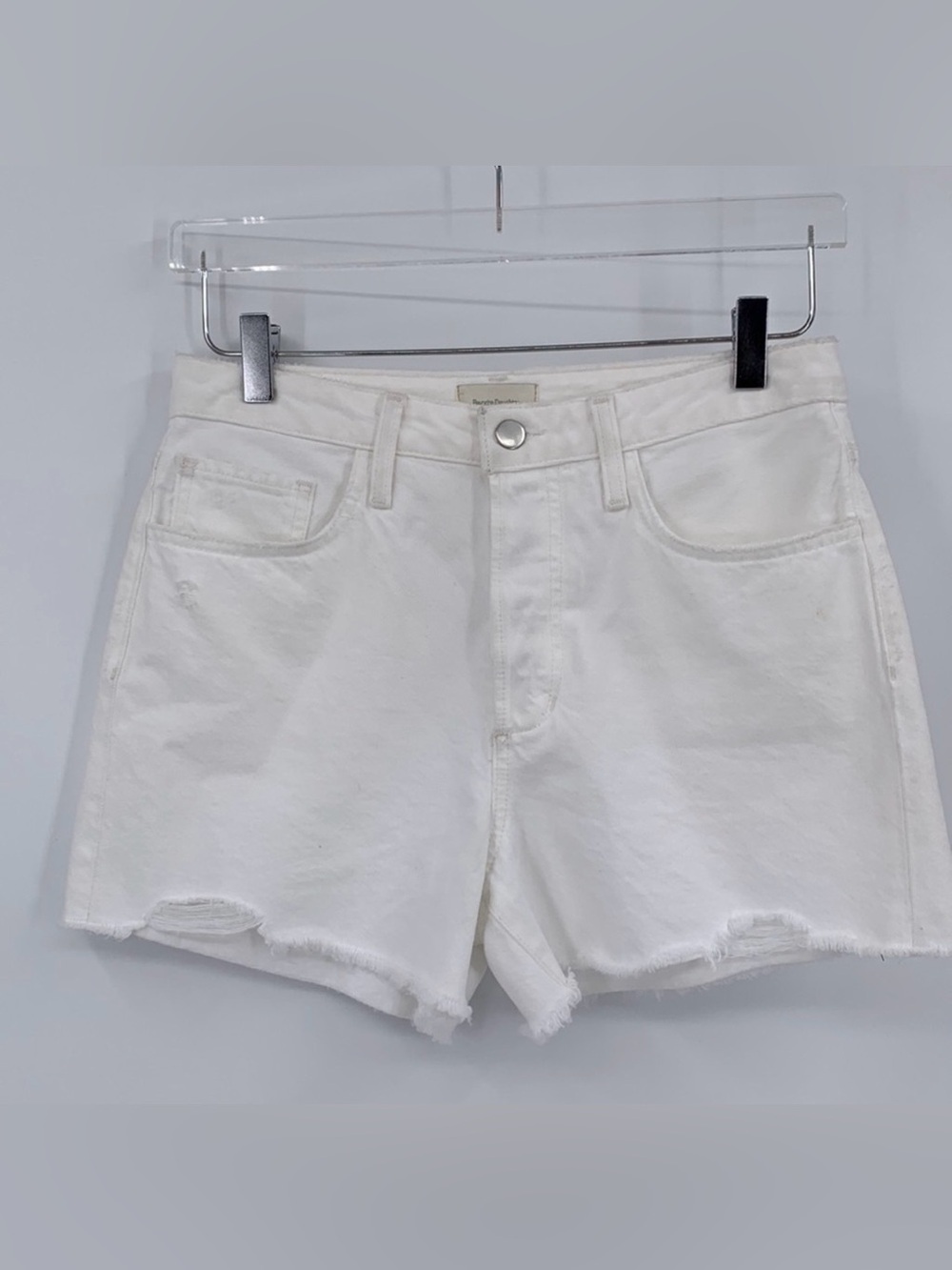 Favorite Daughter Juni cut-off denim jean shorts frayed distressed white new 24